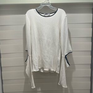 Zara Cream Long Sleeve Top with Black Accents